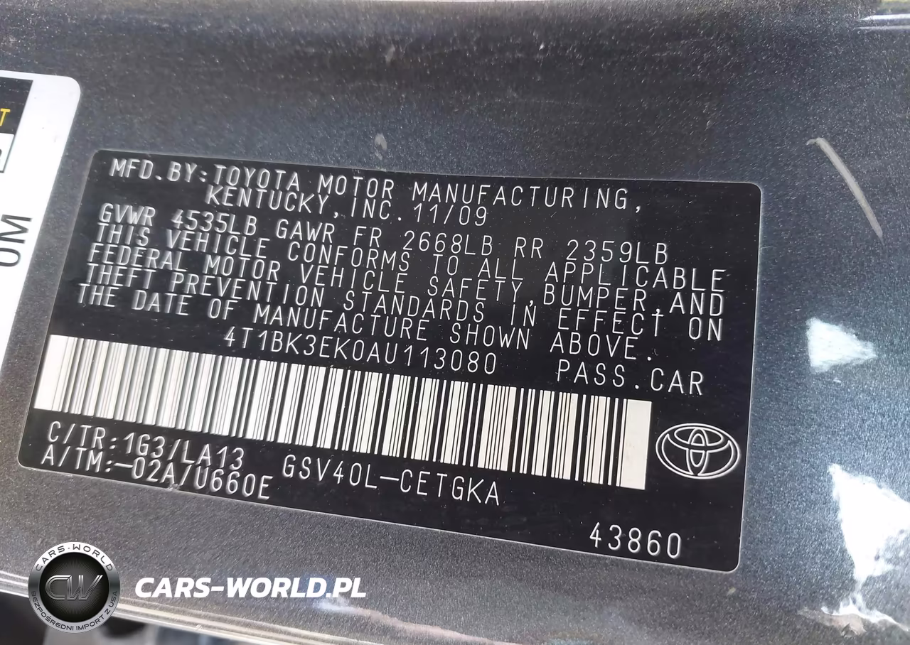 2010 Toyota Camry Xle V6 VIN:4T1BK3EK0AU113080 - 9