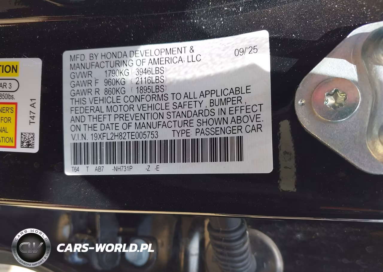 2026 Honda Civic Sport VIN:19XFL2H82TE005753 - 9