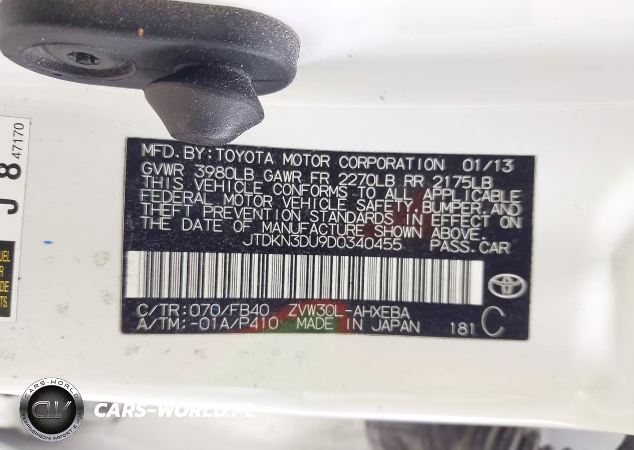 2013 Toyota Prius Two VIN:JTDKN3DU9D0340455 - 9