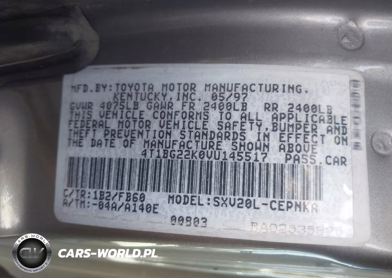 1997 Toyota Camry Le VIN:4T1BG22K0VU145517 - 9