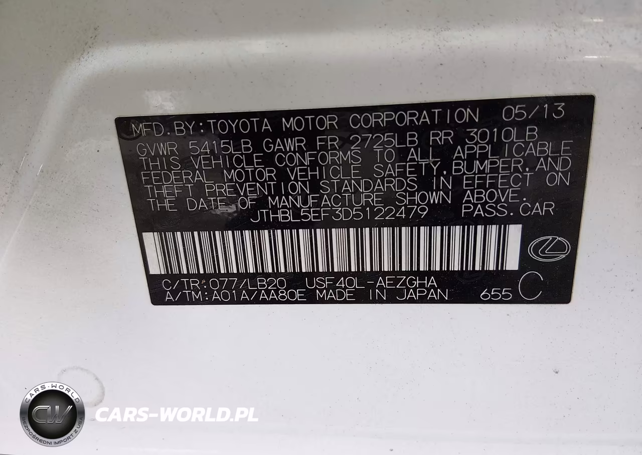 2013 Lexus Ls 460 VIN:JTHBL5EF3D5122479 - 9