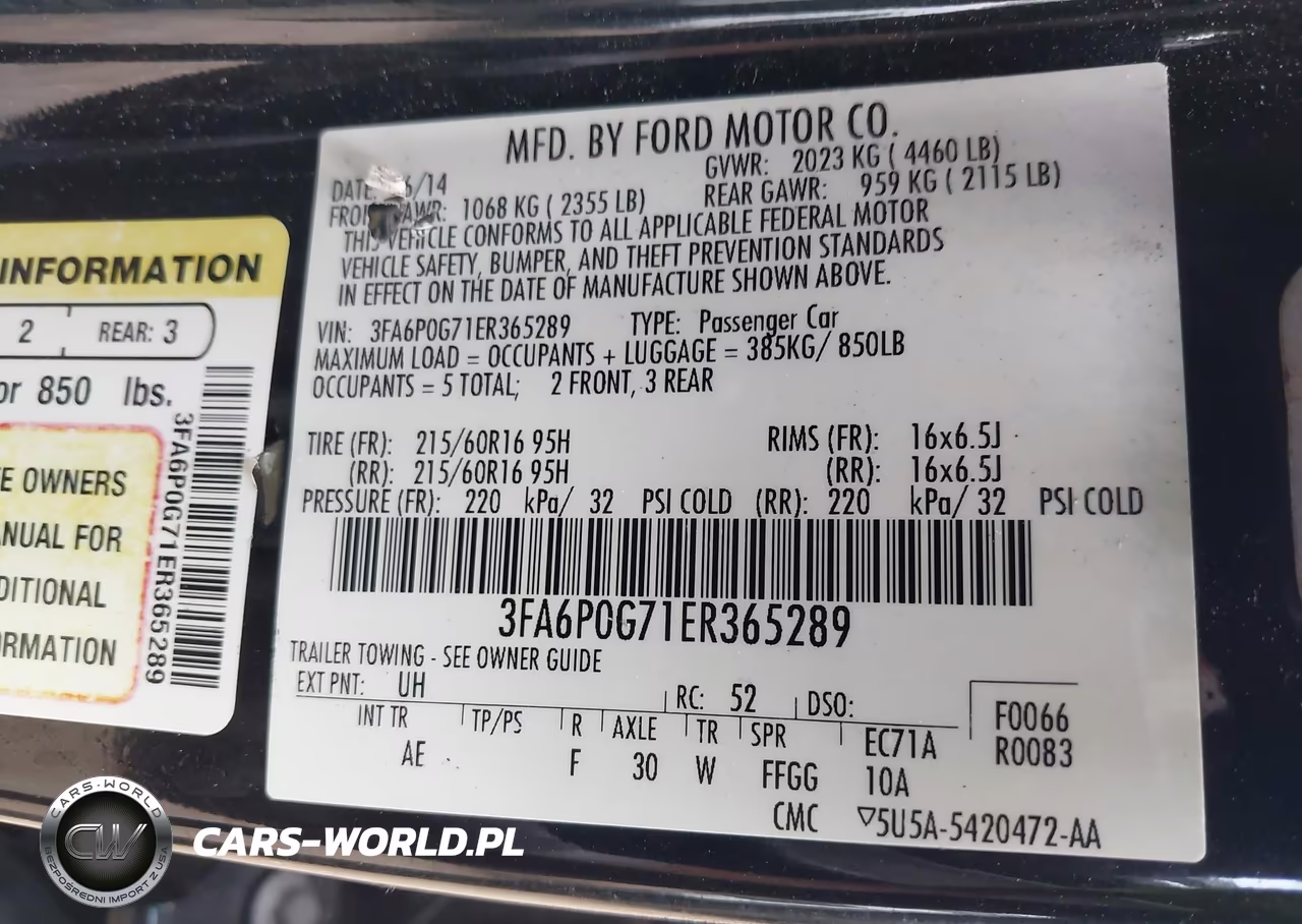 2014 Ford Fusion S VIN:3FA6P0G71ER365289 - 9