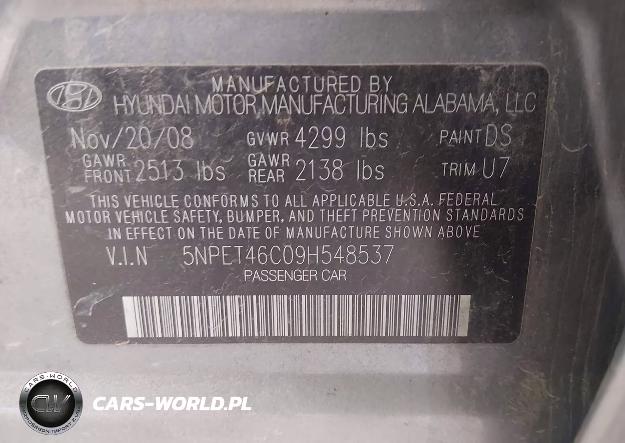 2009 Hyundai Sonata Gls VIN:5NPET46C09H548537 - 9