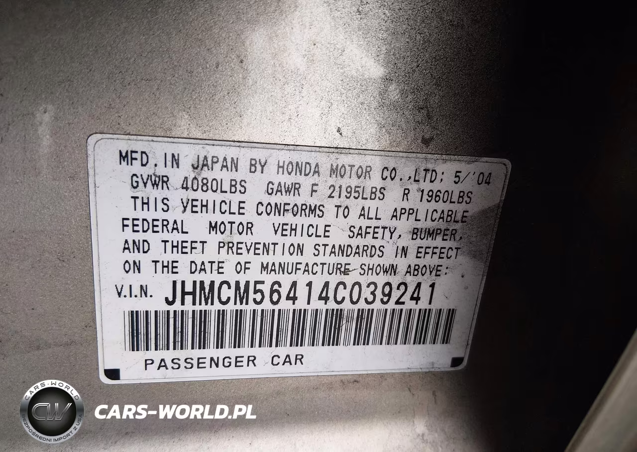 2004 Honda Accord 2.4 Lx VIN:JHMCM56414C039241 - 9