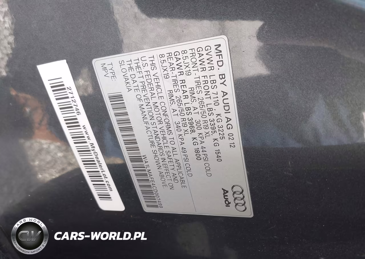 2012 Audi Q7 3.0 Tdi Premium VIN:WA1LMAFE4CD007499 - 9