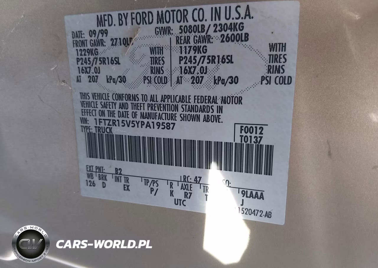 2000 Ford Ranger Xl-Xlt VIN:1FTZR15V5YPA19587 - 9