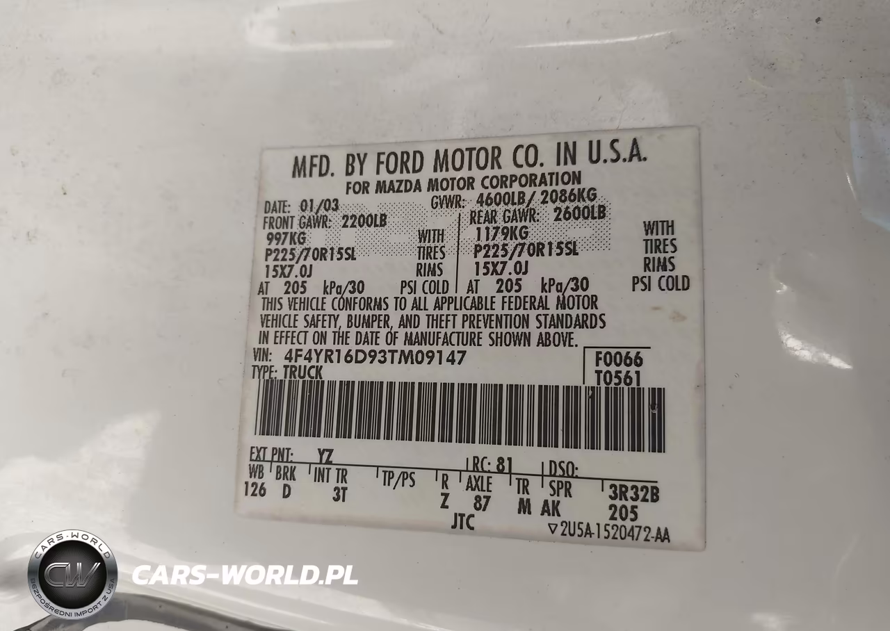 2003 Mazda B2300 Se VIN:4F4YR16D93TM09147 - 9