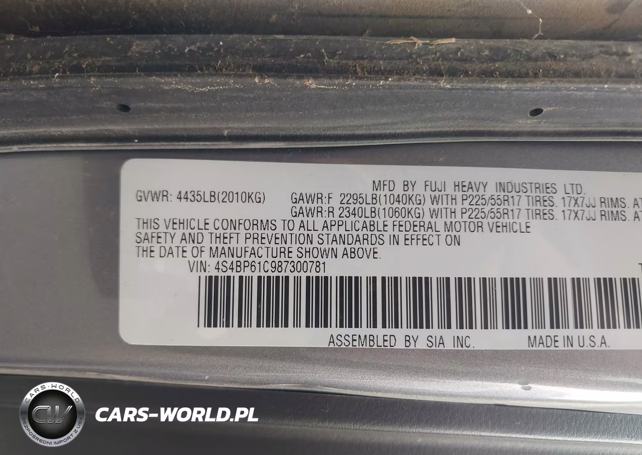 2008 Subaru Outback (Natl) I-Ll Bean W-Nav-Ll Bean W-Nav-Vdc VIN:4S4BP61C987300781 - 9