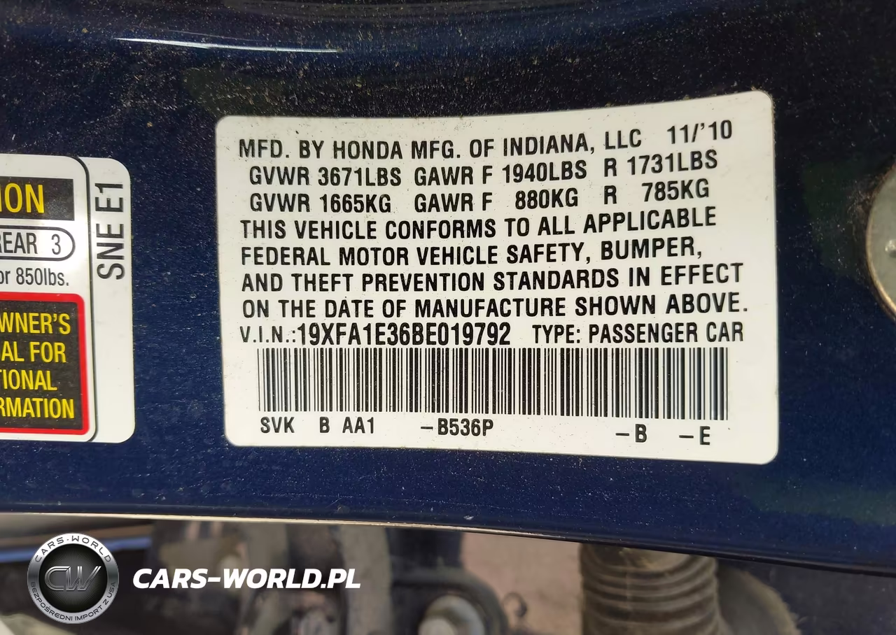 2011 Honda Civic Vp VIN:19XFA1E36BE019792 - 9