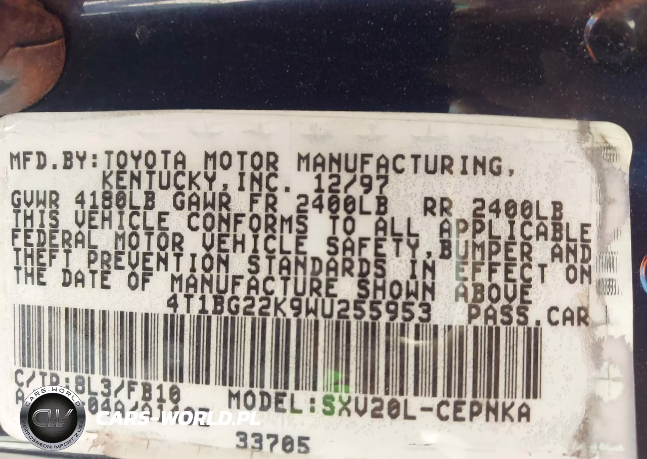 1998 Toyota Camry Le VIN:4T1BG22K9WU255953 - 9