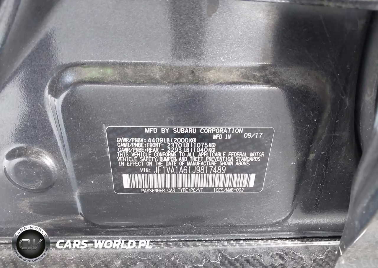 2018 Subaru Wrx VIN:JF1VA1A61J9817489 - 9