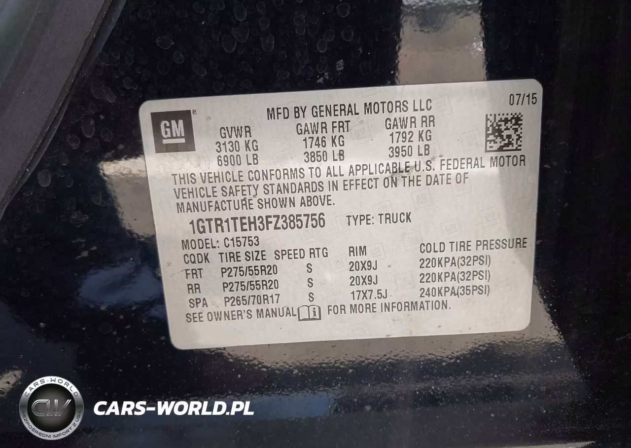 2015 GMC Sierra 1500 VIN:1GTR1TEH3FZ385756 - 9