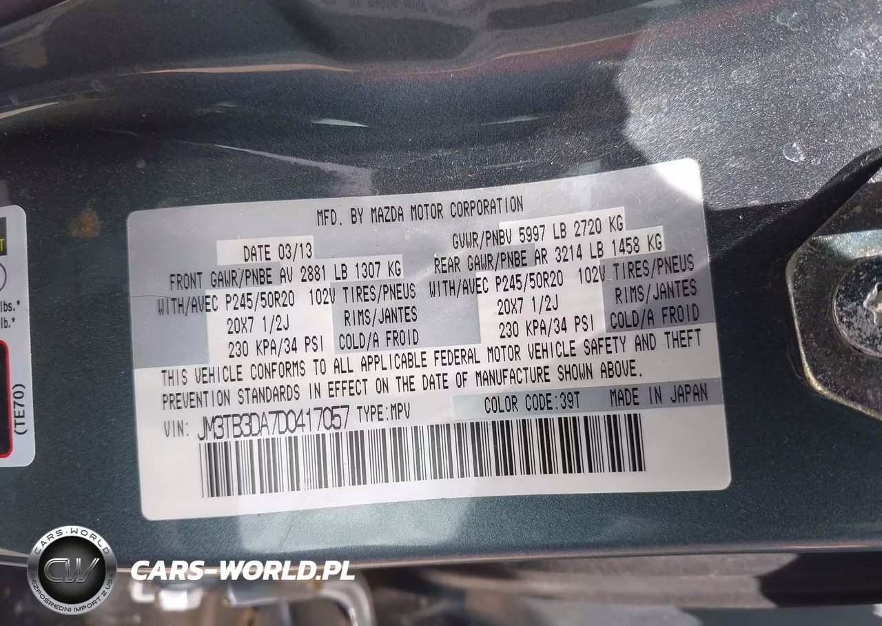 MAZDA CX-9 VIN:JM3TB3DA7D0417057 - 9