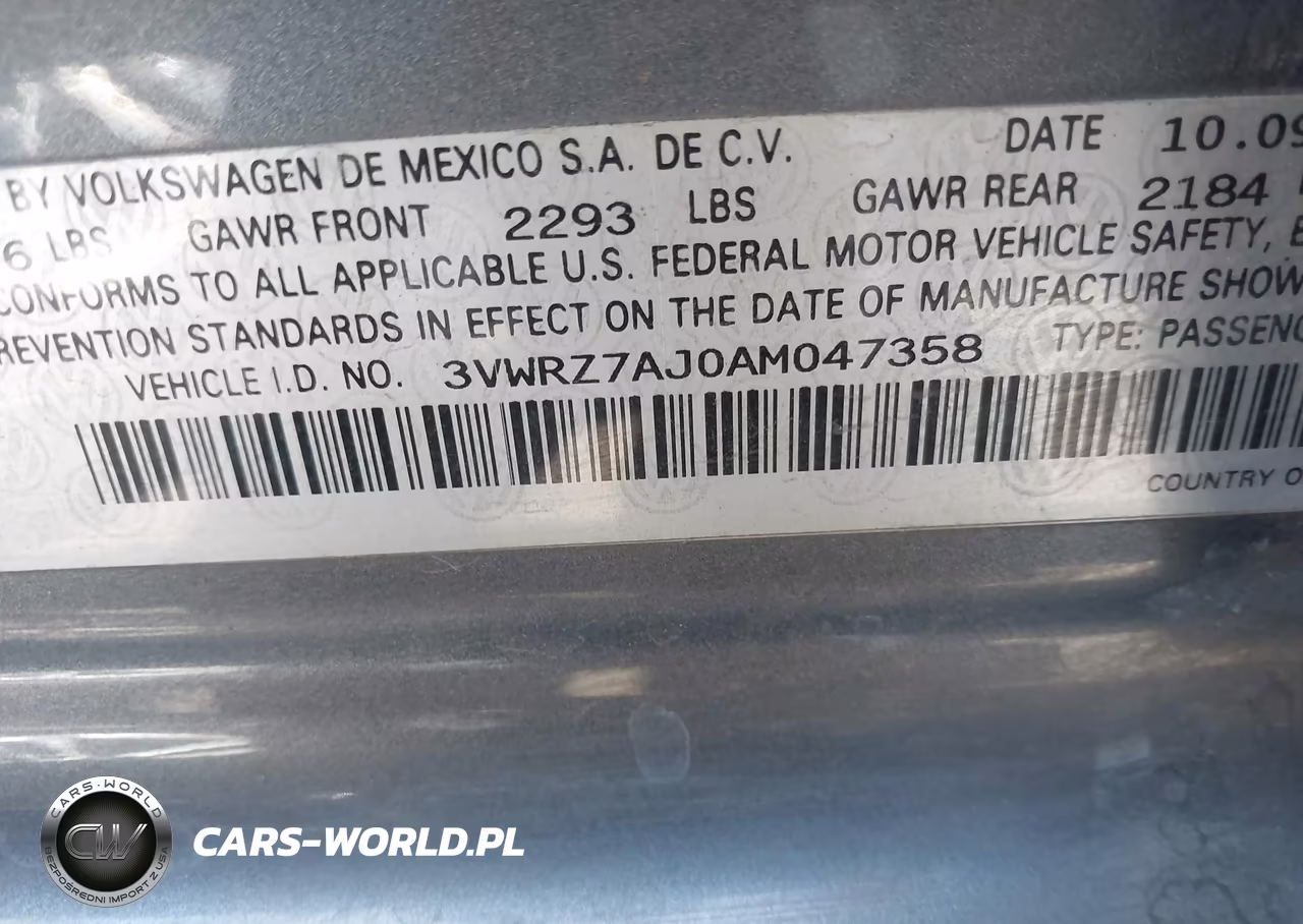2010 Volkswagen Jetta Se VIN:3VWRZ7AJ0AM047358 - 9