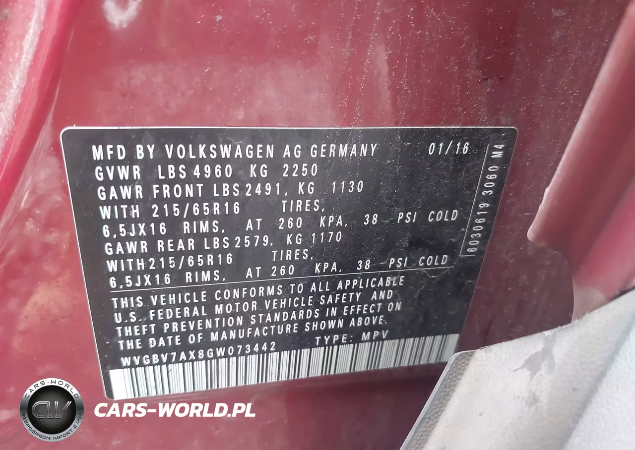 2016 Volkswagen Tiguan S VIN:WVGBV7AX8GW073442 - 9