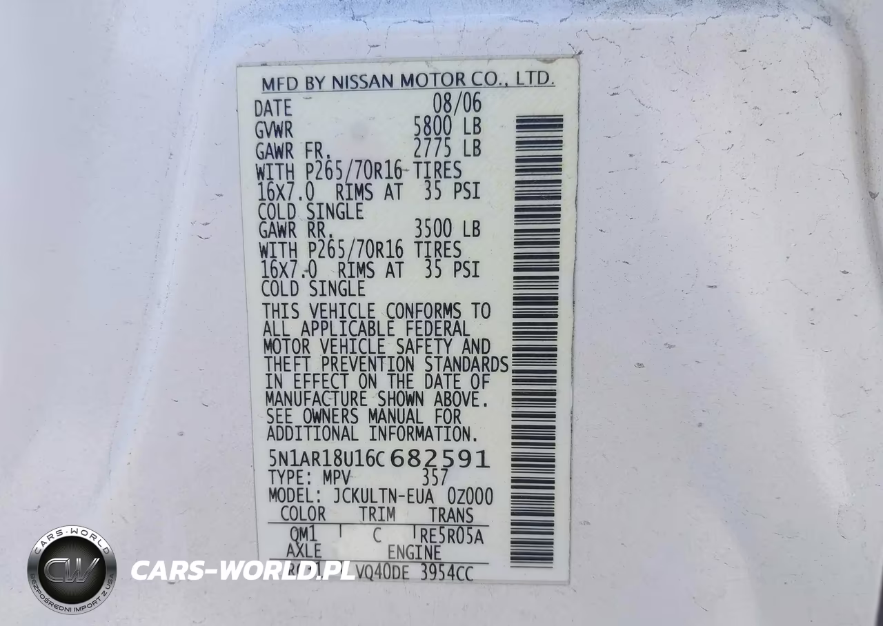 2006 Nissan Pathfinder Se VIN:5N1AR18U16C682591 - 9