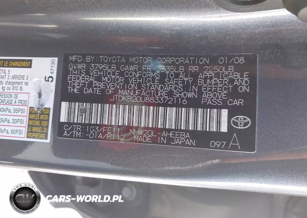 2008 Toyota Prius VIN:JTDKB20U883372116 - 9