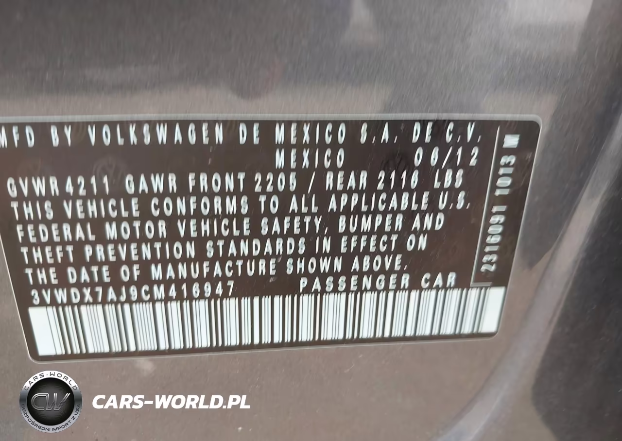 2012 Volkswagen Jetta 2.5L Se VIN:3VWDX7AJ9CM416947 - 9