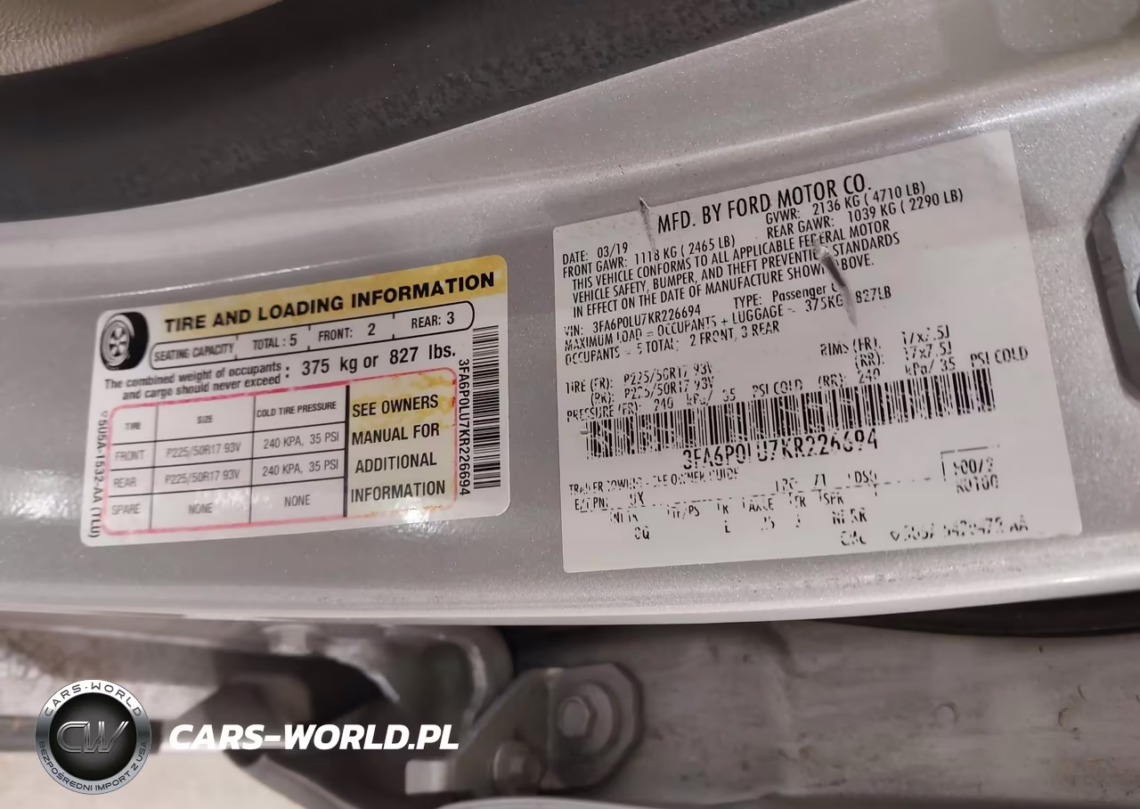 2019 Ford Fusion Hybrid Se VIN:3FA6P0LU7KR226694 - 9