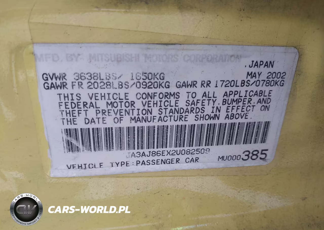 2002 Mitsubishi Lancer Oz Rally VIN:JA3AJ86EX2U082509 - 9