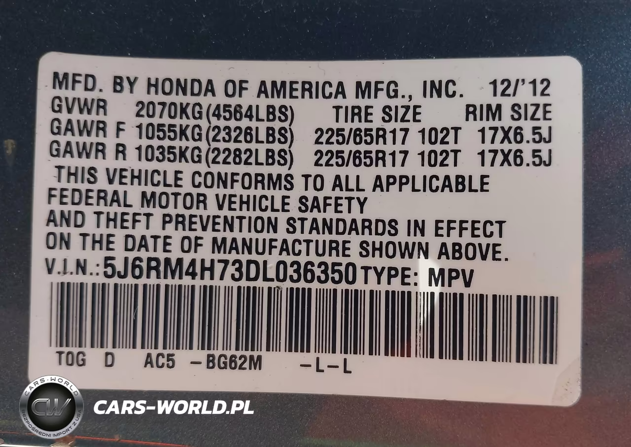 2013 Honda Cr-V Ex-L VIN:5J6RM4H73DL036350 - 9