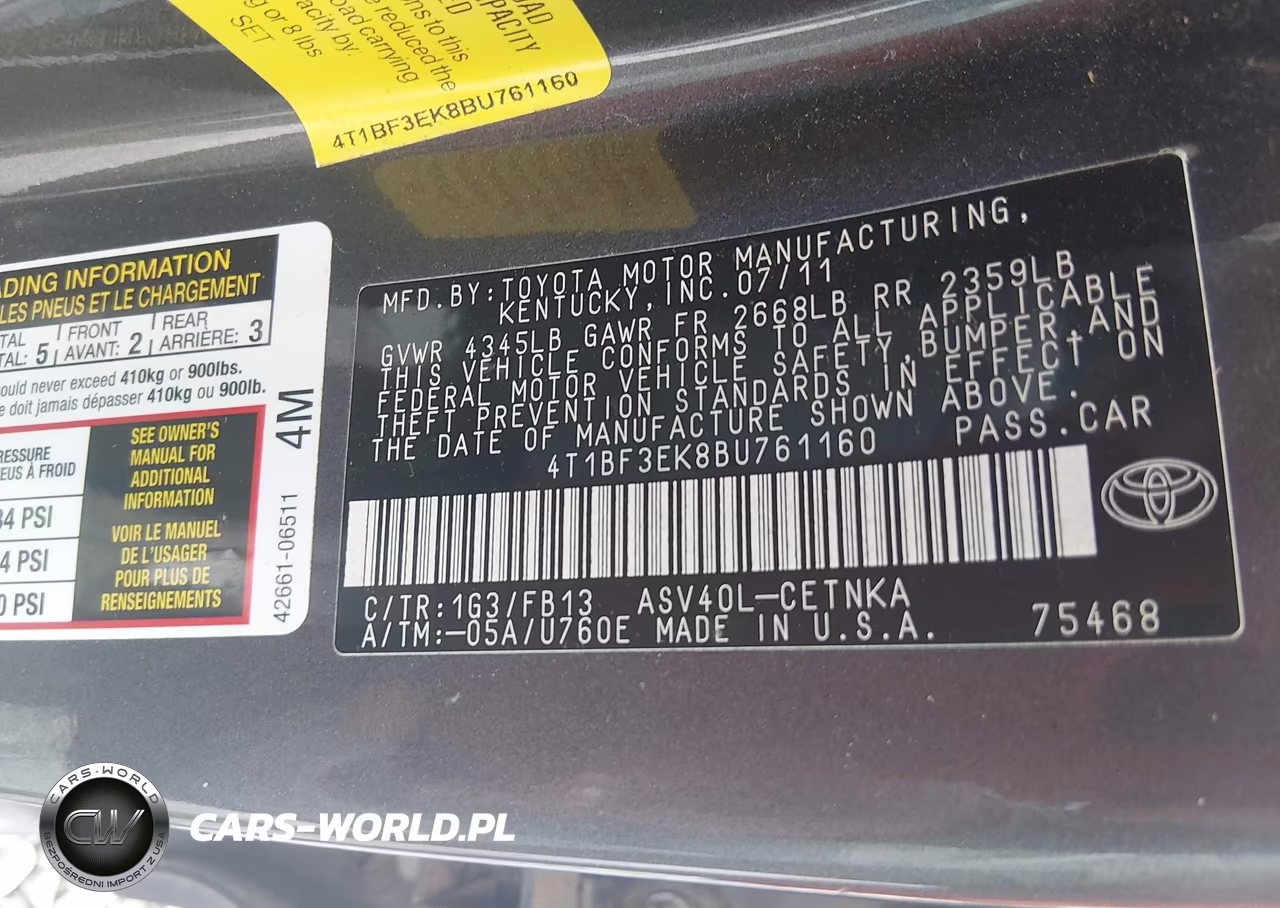 2011 Toyota Camry Le VIN:4T1BF3EK8BU761160 - 9