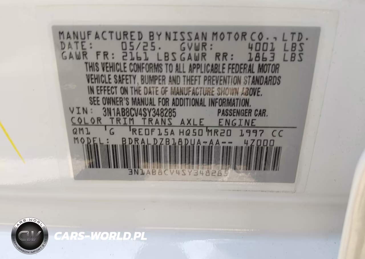 2025 Nissan Sentra Sv VIN:3N1AB8CV4SY348285 - 9