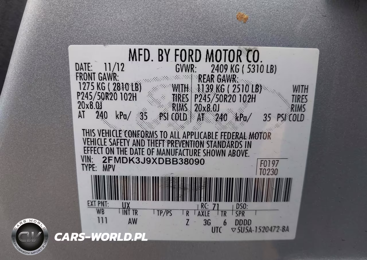 2013 Ford Edge Sel VIN:2FMDK3J9XDBB38090 - 9
