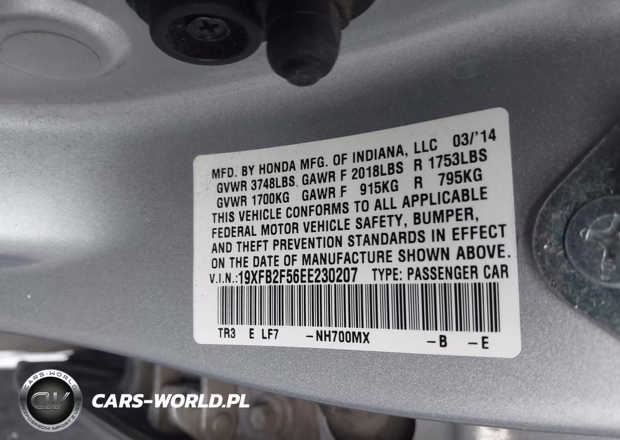 2014 Honda Civic Lx VIN:19XFB2F56EE230207 - 9