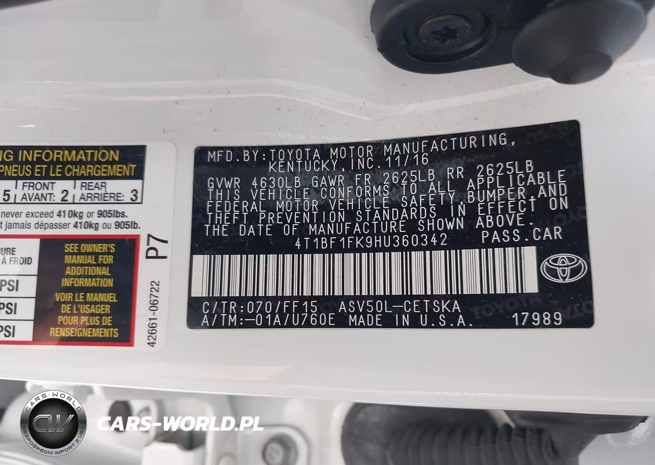 2017 Toyota Camry Se VIN:4T1BF1FK9HU360342 - 9