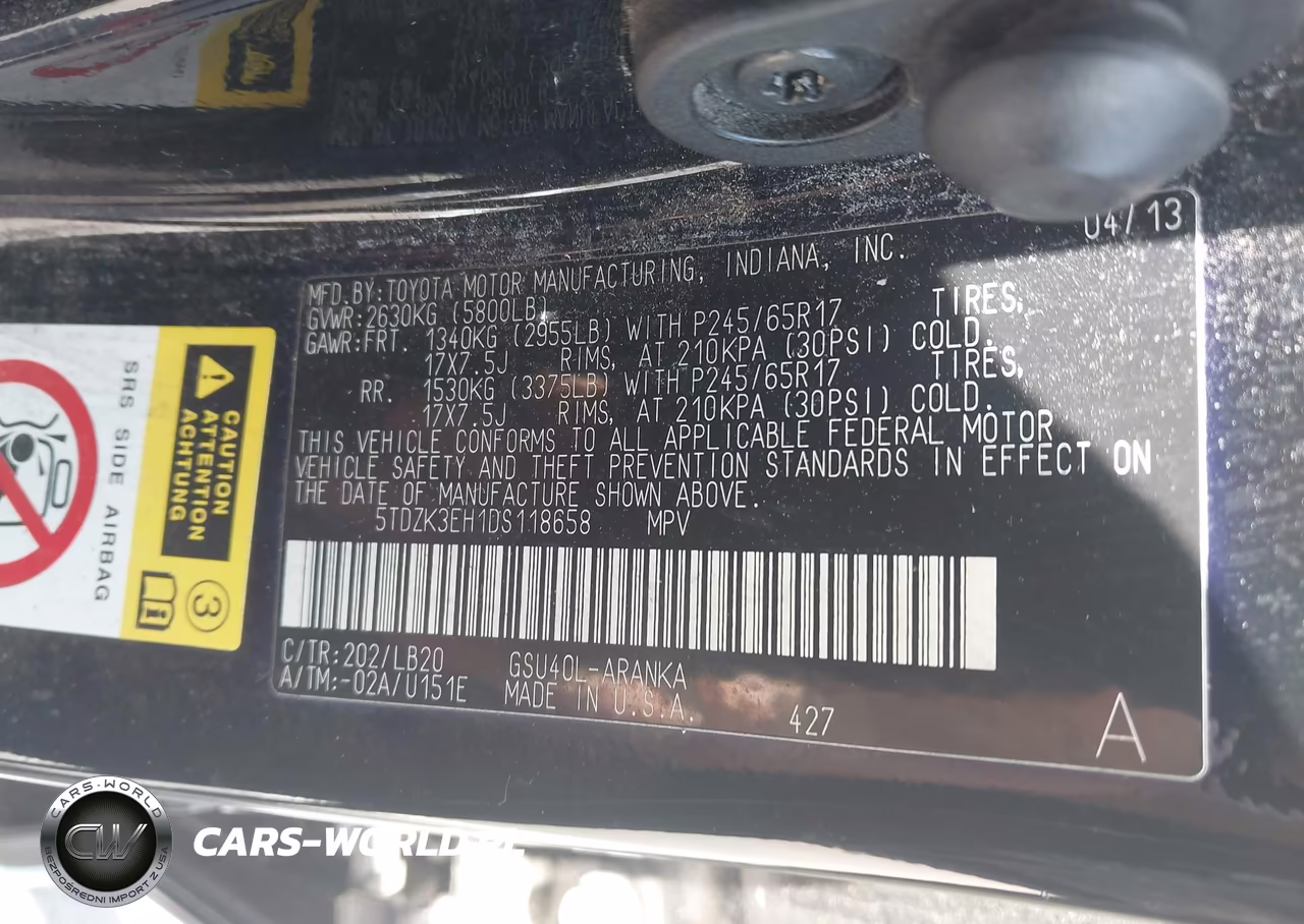 2013 Toyota Highlander Se V6 VIN:5TDZK3EH1DS118658 - 9