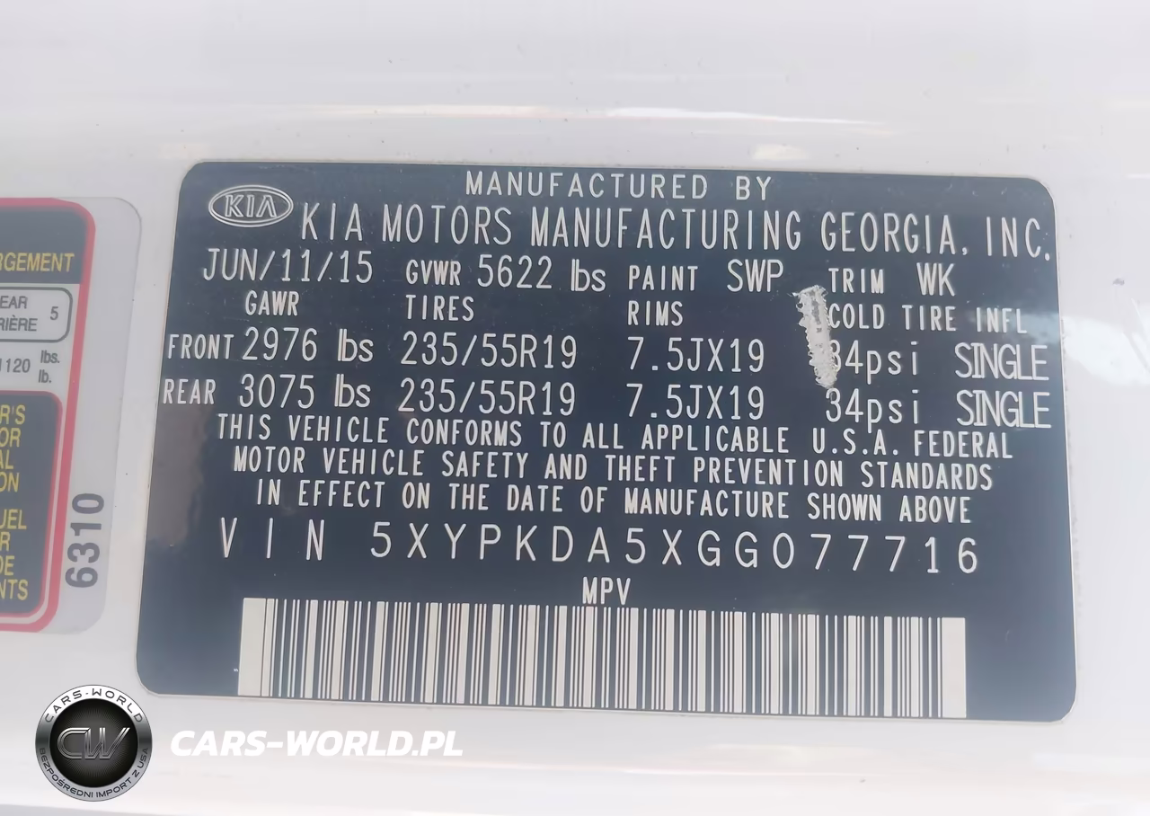 2016 Kia Sorento 3.3L Sxl VIN:5XYPKDA5XGG077716 - 9