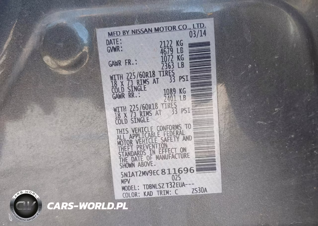 2014 Nissan Rogue Sl VIN:5N1AT2MV9EC811696 - 9