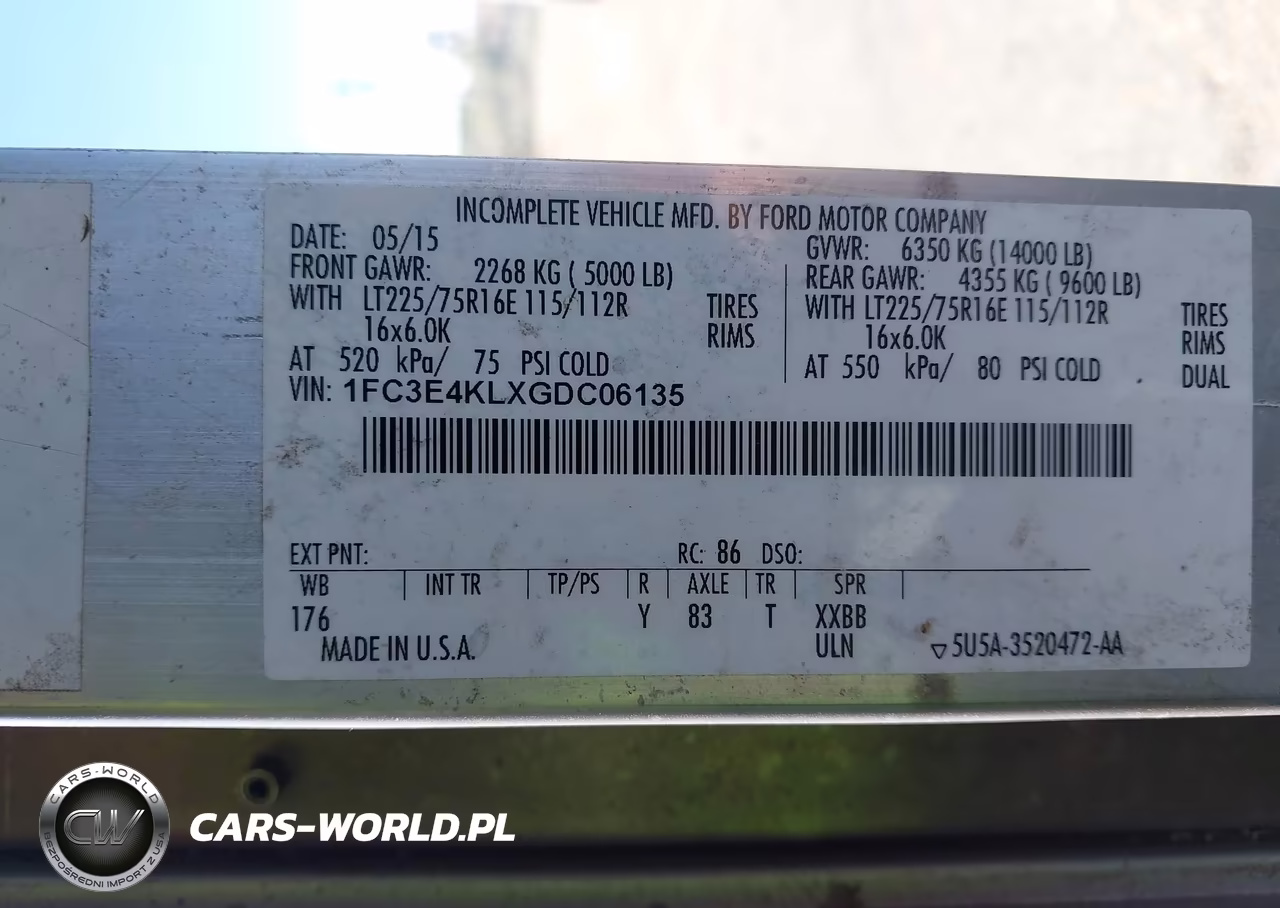 2016 Ford E-450 Stripped VIN:1FC3E4KLXGDC06135 - 8