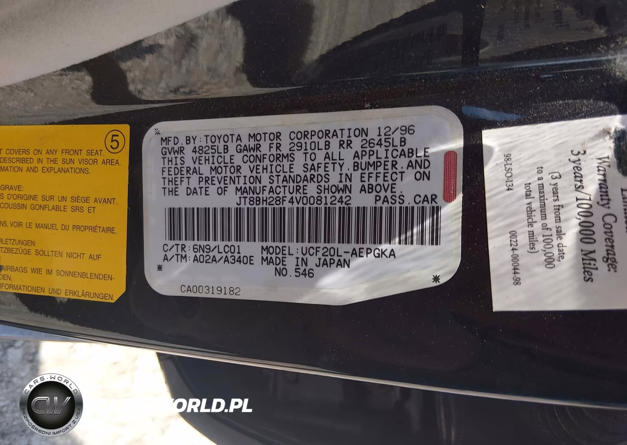 1997 Lexus Ls 400 VIN:JT8BH28F4V0081242 - 9