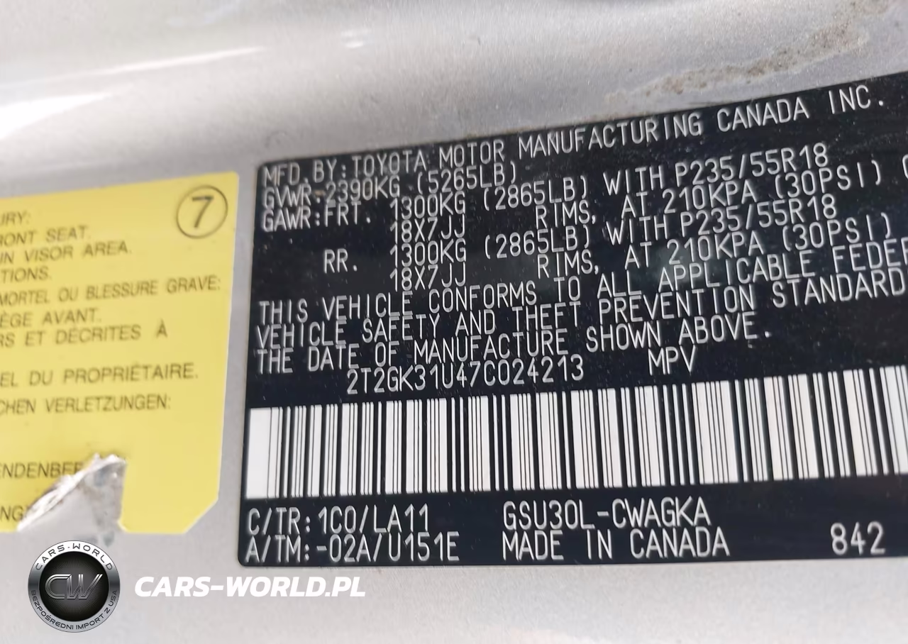 2007 Lexus Rx 350 VIN:2T2GK31U47C024213 - 9