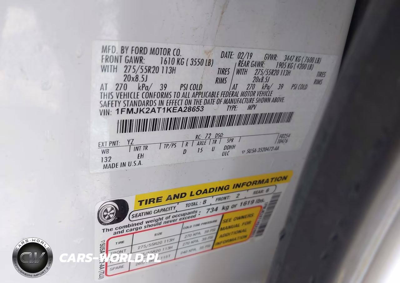 2019 Ford Expedition Max Limited VIN:1FMJK2AT1KEA28653 - 9