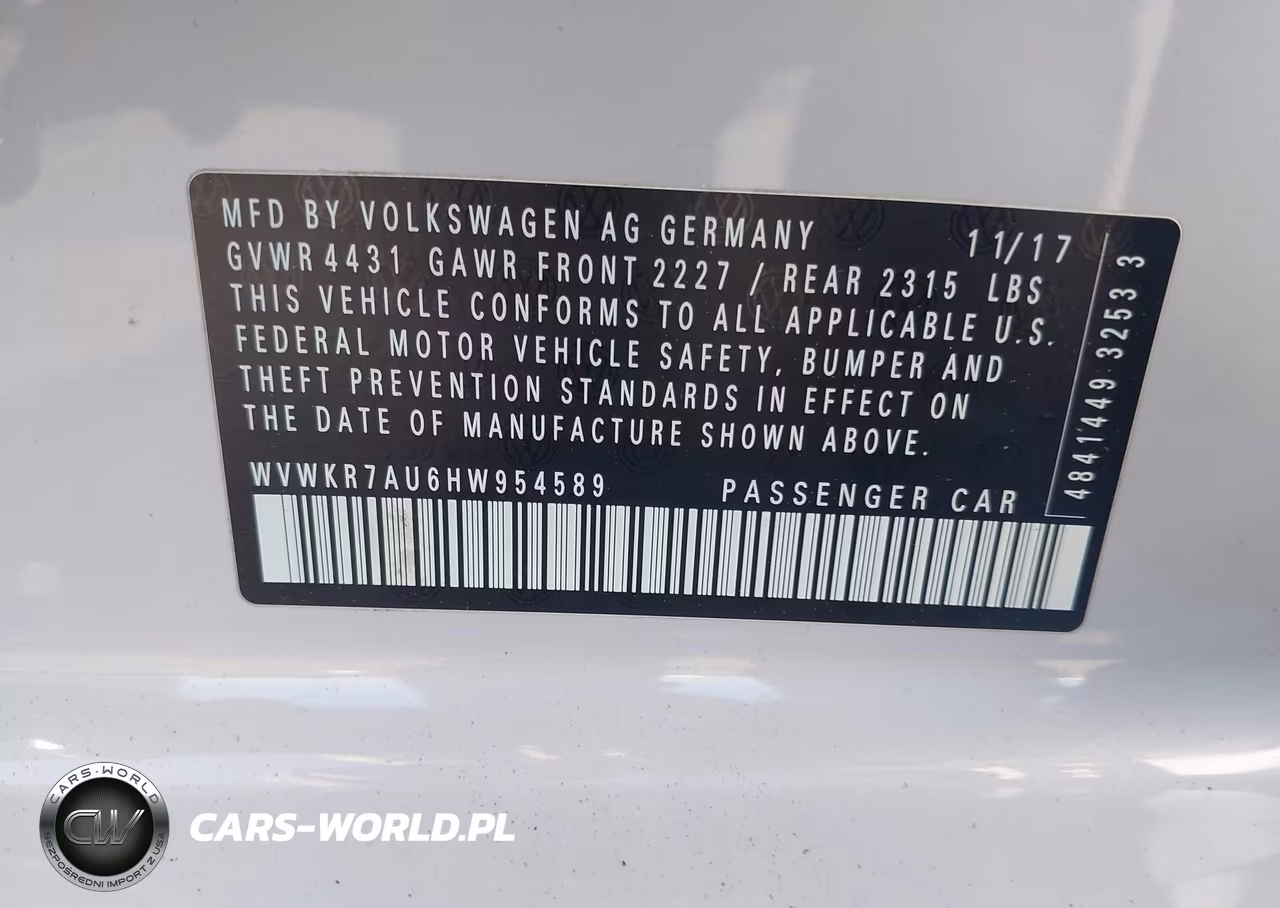2017 Volkswagen E-Golf Se VIN:WVWKR7AU6HW954589 - 9