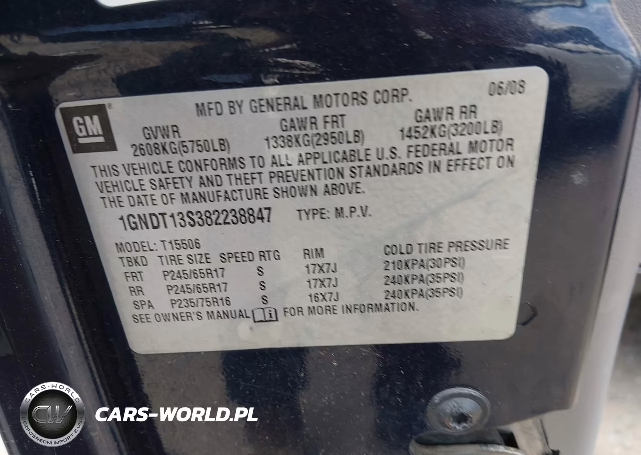 2008 Chevrolet Trailblazer Fleet VIN:1GNDT13S382238847 - 9