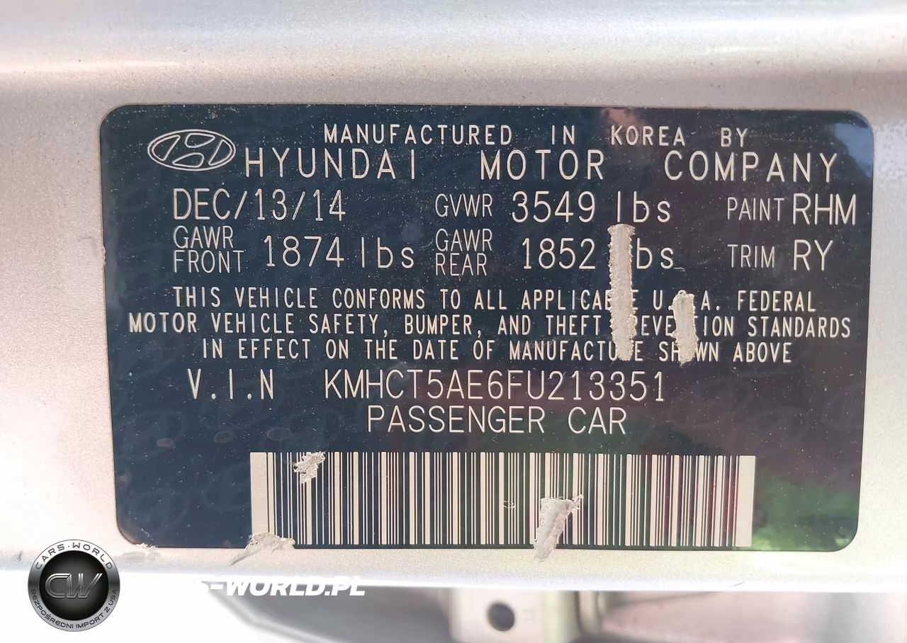 2015 Hyundai Accent Gs VIN:KMHCT5AE6FU213351 - 9