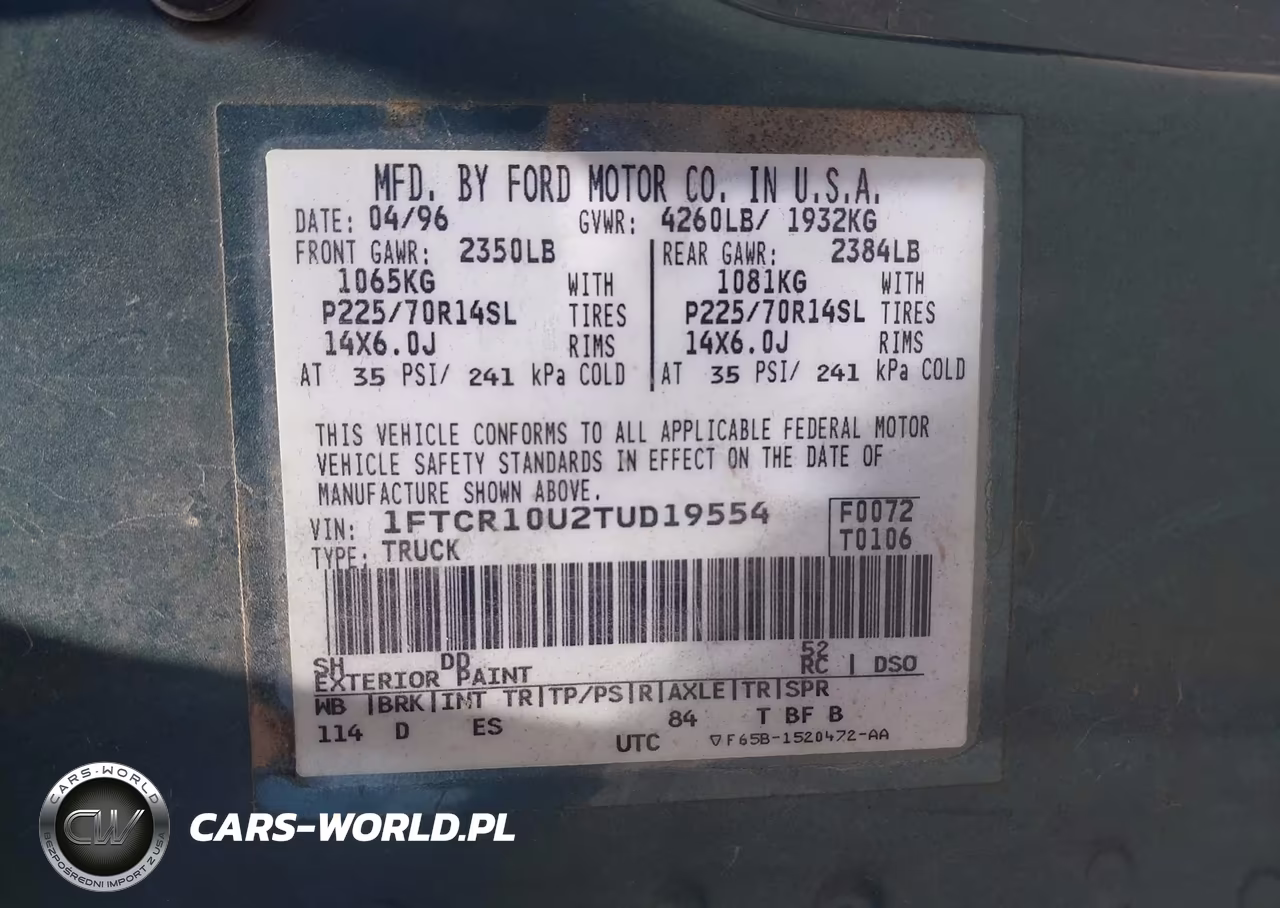 1996 Ford Ranger VIN:1FTCR10U2TUD19554 - 9