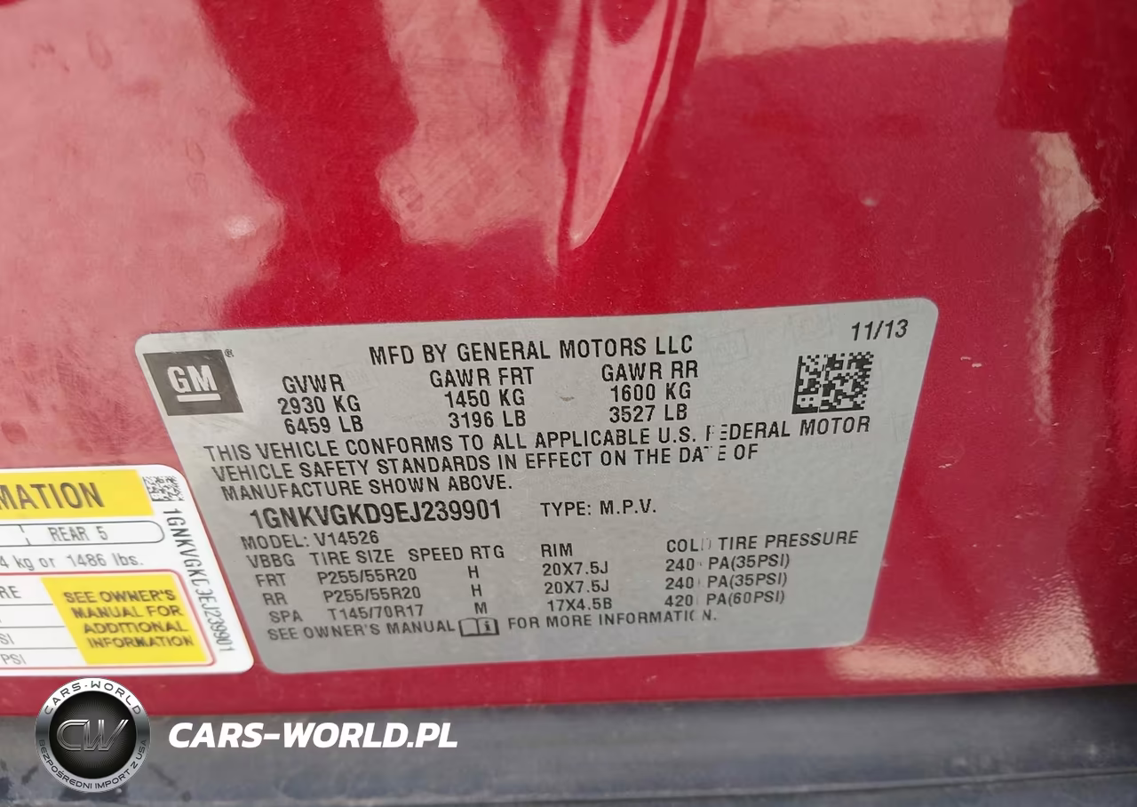 2014 Chevrolet Traverse 1Lt VIN:1GNKVGKD9EJ239901 - 9