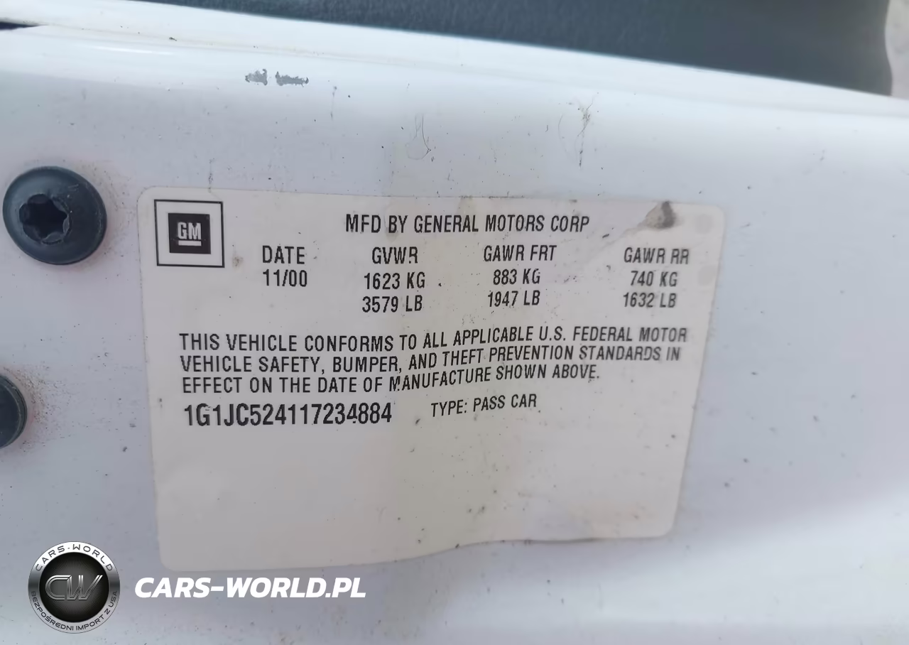 2001 Chevrolet Cavalier VIN:1G1JC524117234884 - 9