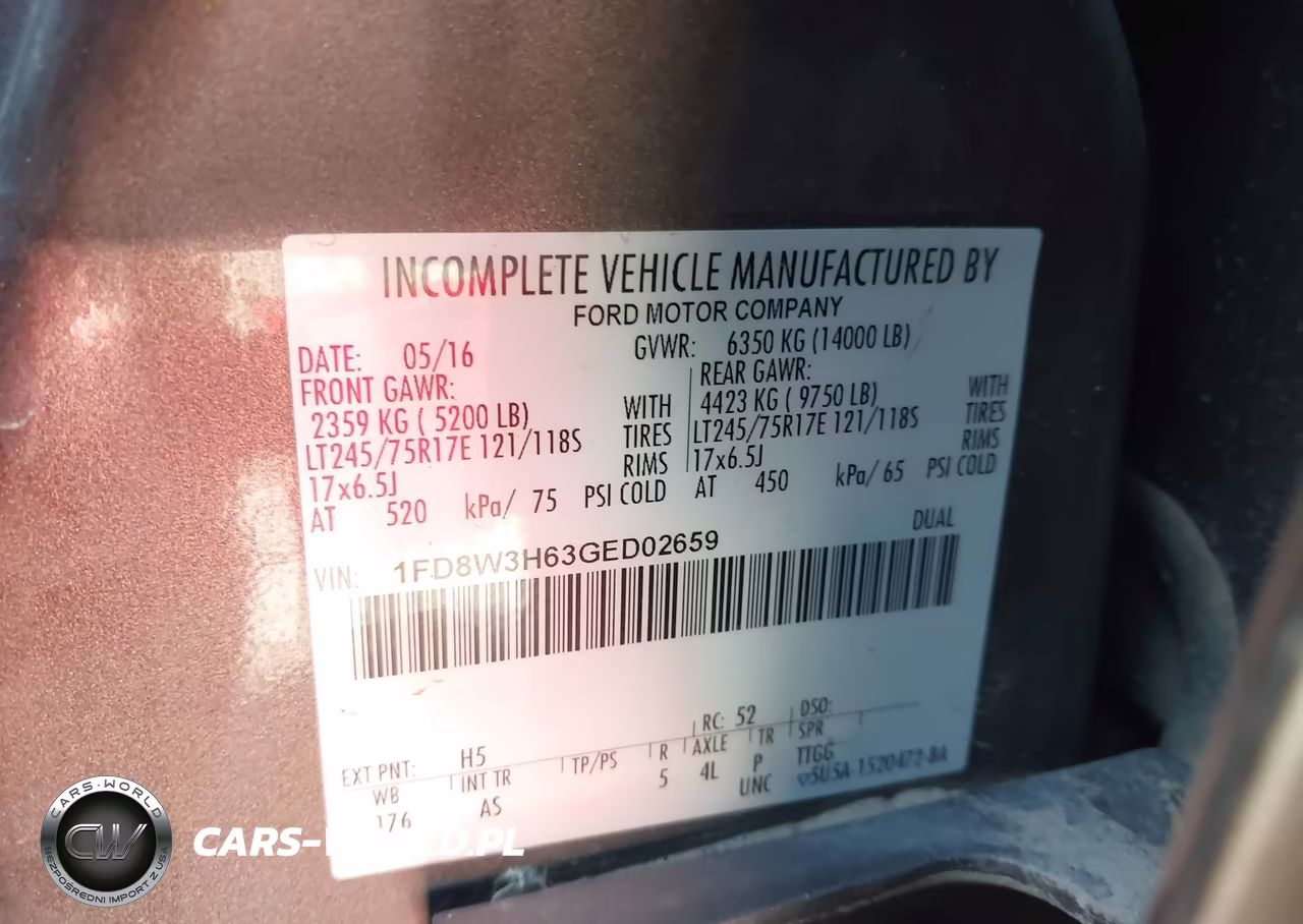 2016 Ford F-350 Chassis Xl VIN:1FD8W3H63GED02659 - 9