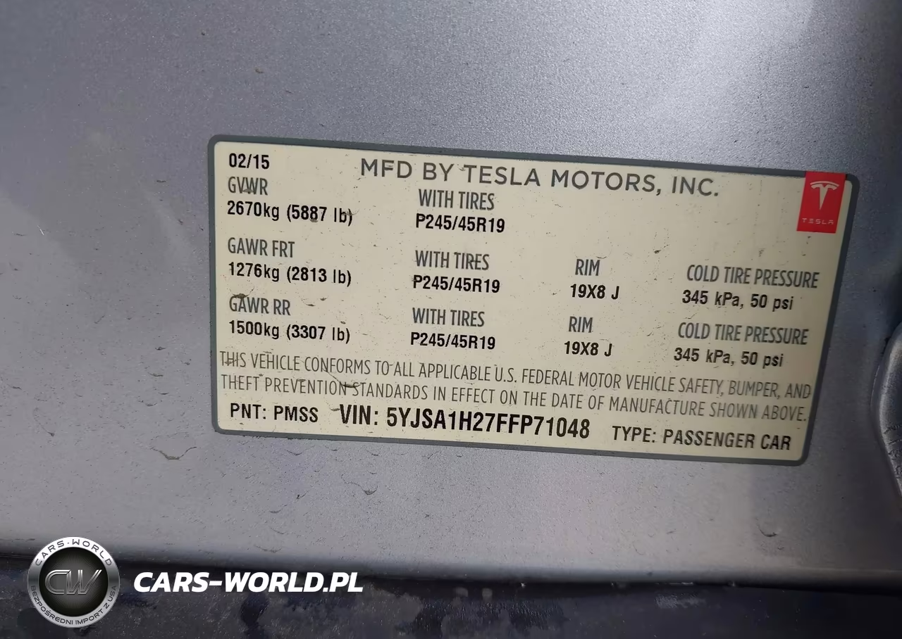 2015 Tesla Model S 70D-85D-P85D VIN:5YJSA1H27FFP71048 - 9