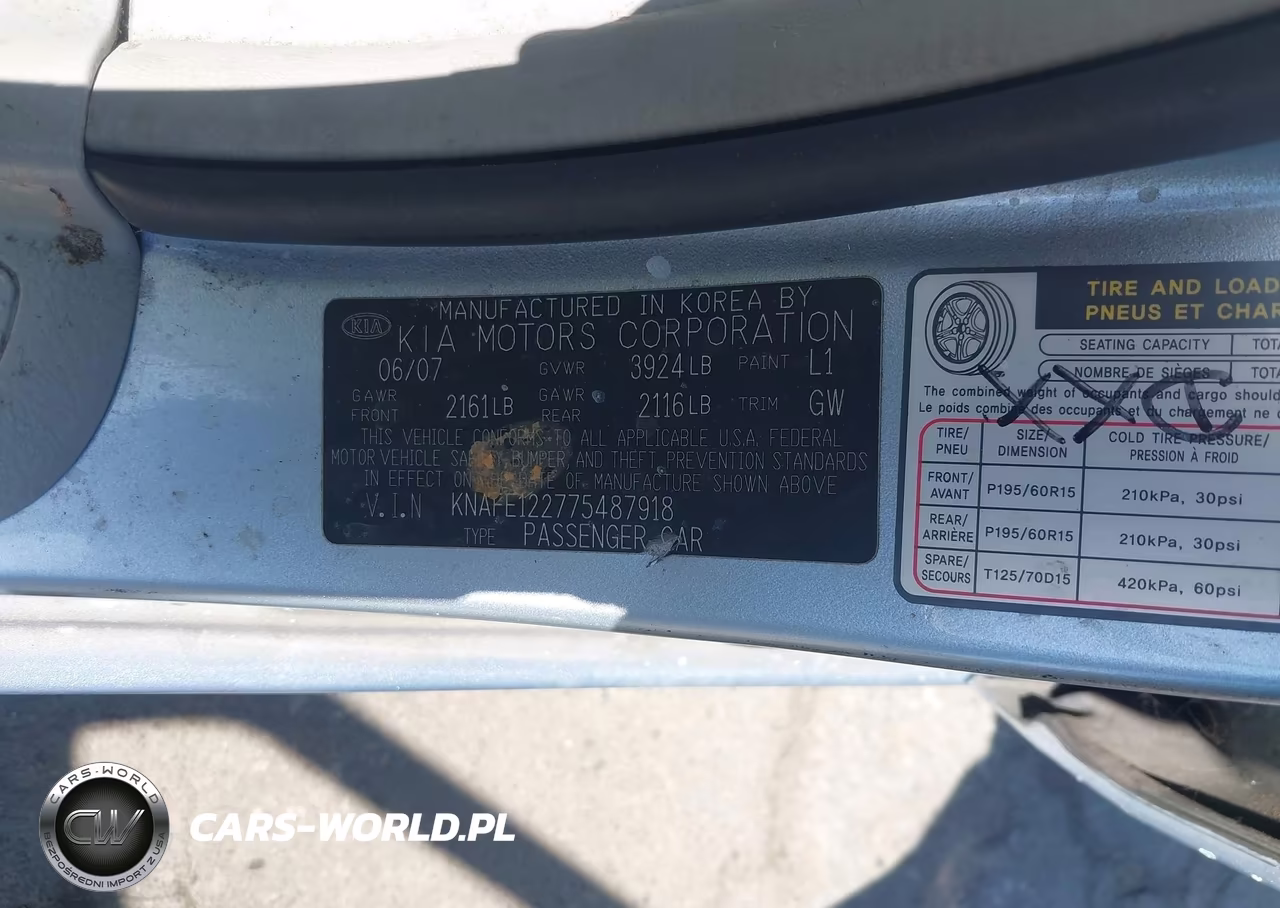 2007 Kia Spectra Ex VIN:KNAFE122775487918 - 9