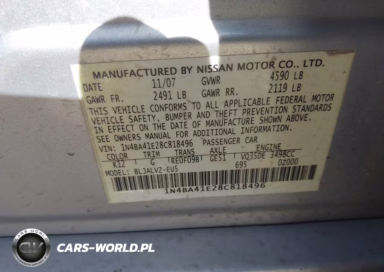 2008 Nissan Maxima 3.5 Se VIN:1N4BA41E28C818496 - 9