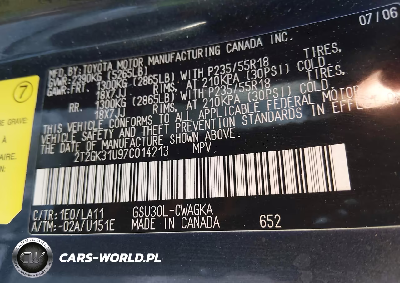 2007 Lexus Rx 350 VIN:2T2GK31U97C014213 - 9