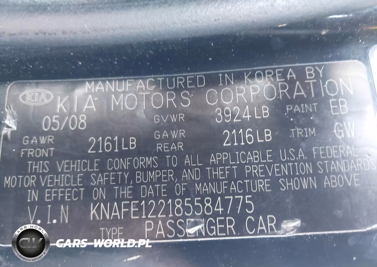 2008 Kia Spectra Ex VIN:KNAFE122185584775 - 9