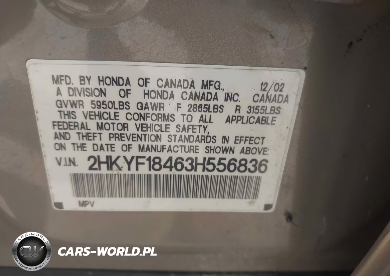 2003 Honda Pilot Ex VIN:2HKYF18463H556836 - 9